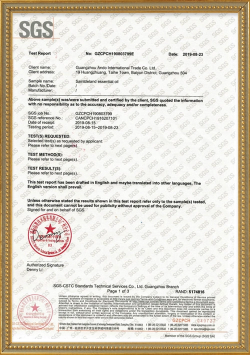 SGS-Certificate-2 - Saintdeland Fragrance