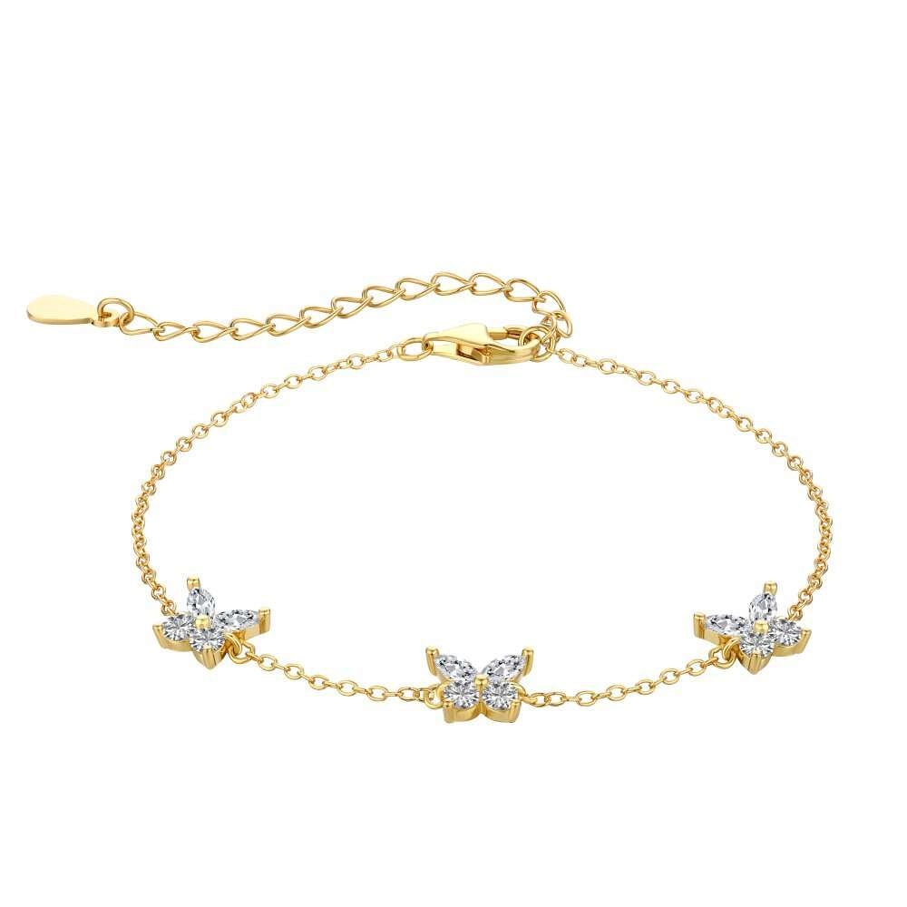 925 Silver Butterfly Bracelet with Cubic Zirconia 1 - Zhefan Jewelry