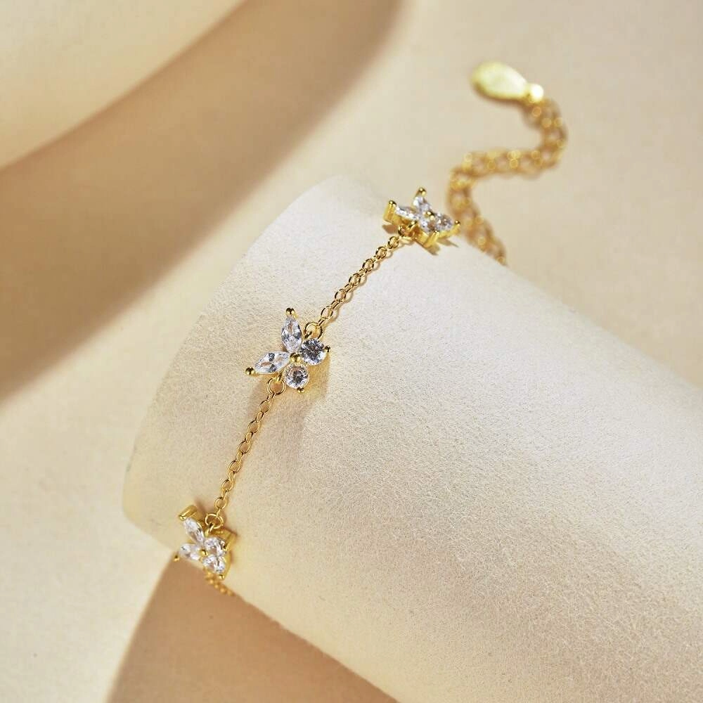 925 Silver Butterfly Bracelet with Cubic Zirconia 2 - Zhefan Jewelry
