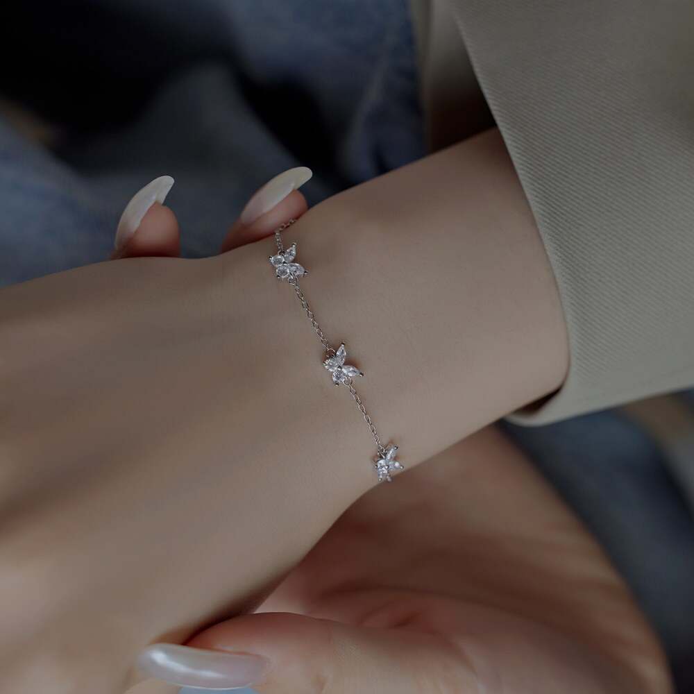 925 Silver Butterfly Bracelet with Cubic Zirconia 6 925 Silver Butterfly Bracelet with Cubic Zirconia 6
