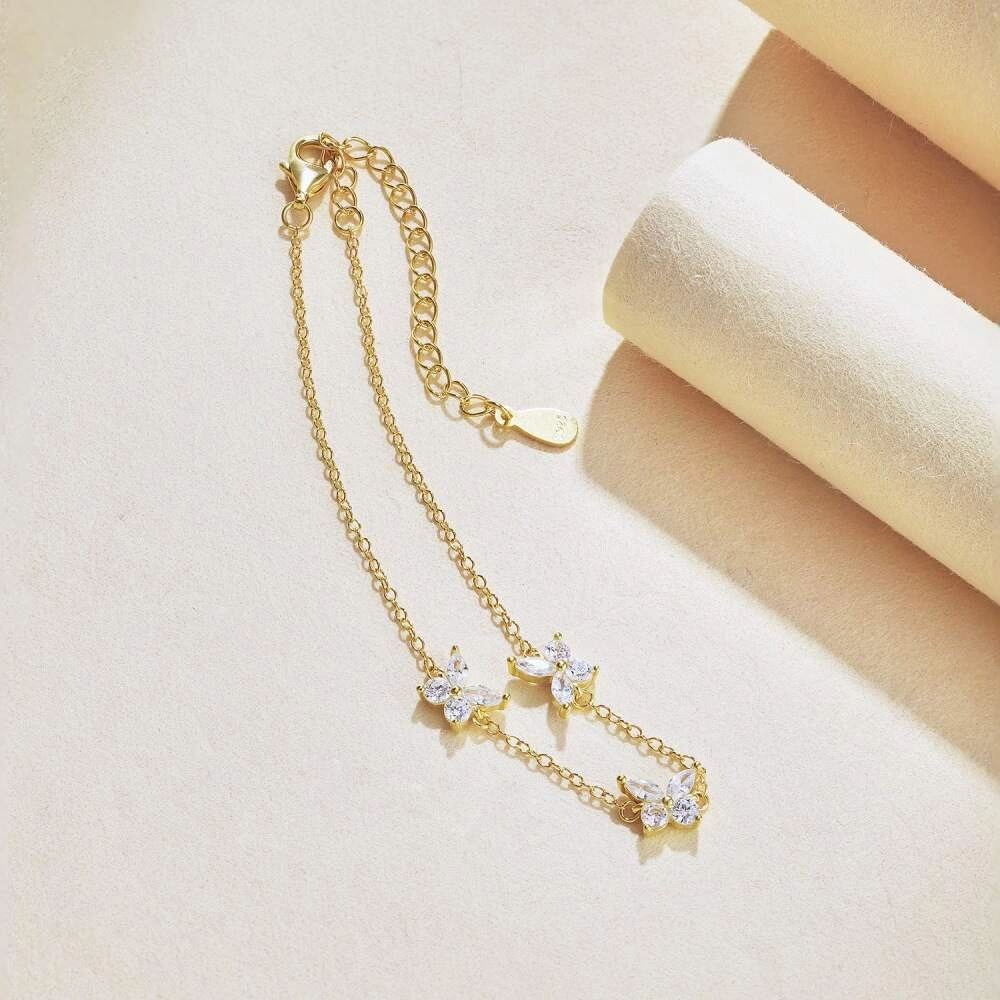925 Silver Butterfly Bracelet with Cubic Zirconia 7 - Zhefan Jewelry