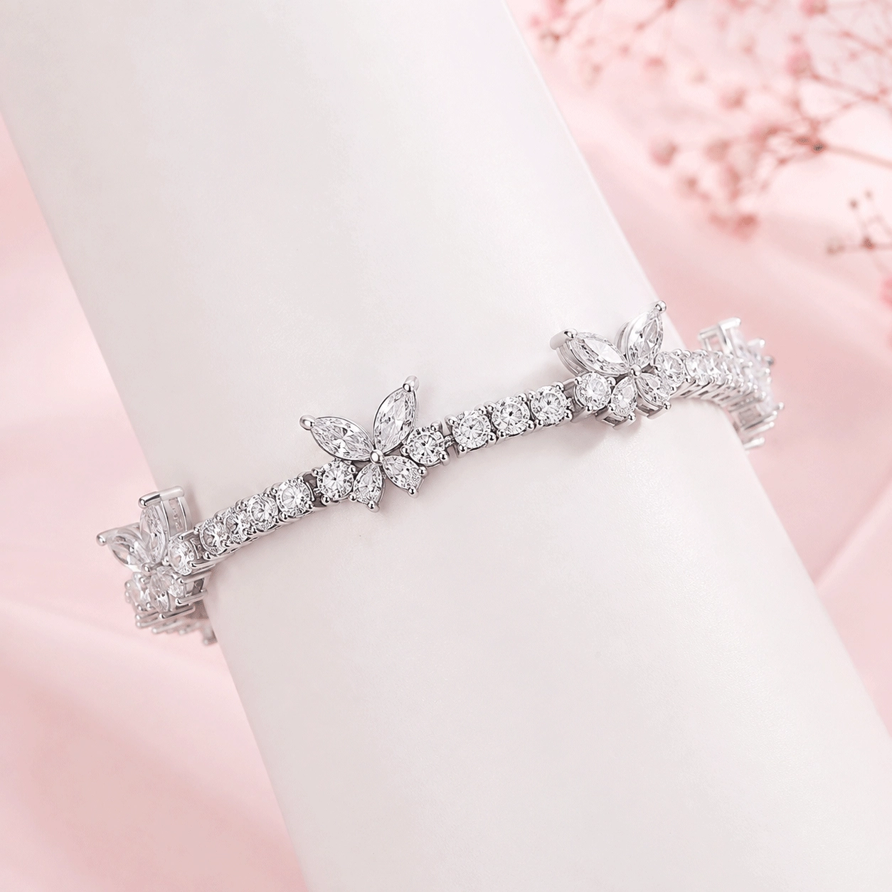925 silver tennis bracelets with butterfly motifs and cubic zirconia setting - Zhefan Jewelry