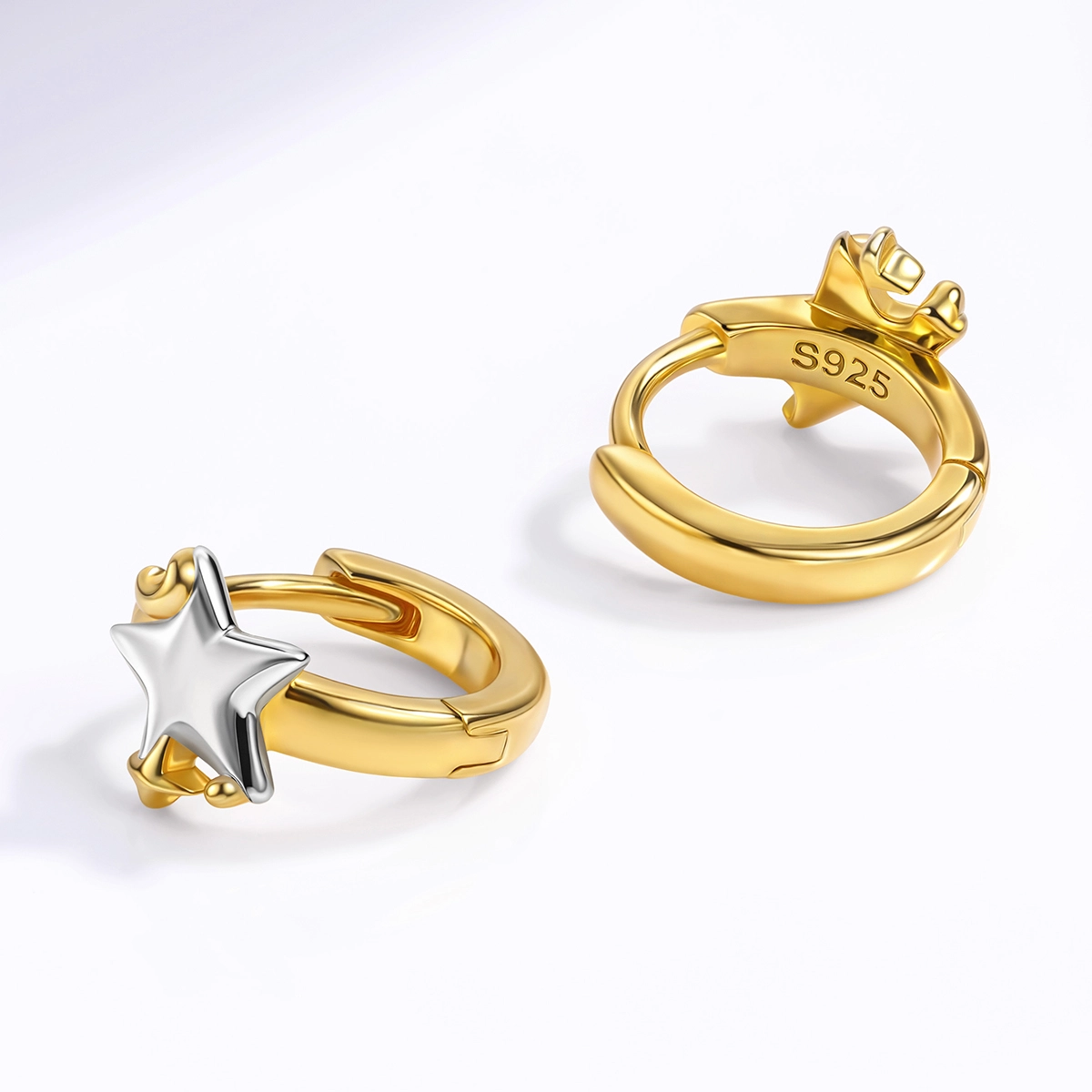 Orecchini a cerchio a stella in argento sterling 925, realizzati da un produttore di gioielli personalizzati - Zhefan Jewelry