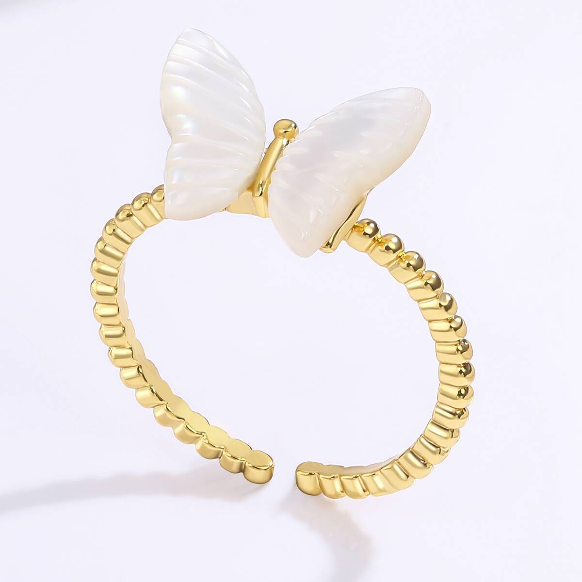 Adjustable Butterfly Ring Gold Plated for Women 6
