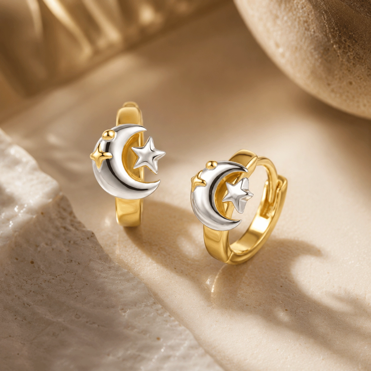 Orecchini a cerchio in argento 925 placcato oro, pronti per ordini all'ingrosso - Zhefan Jewelry