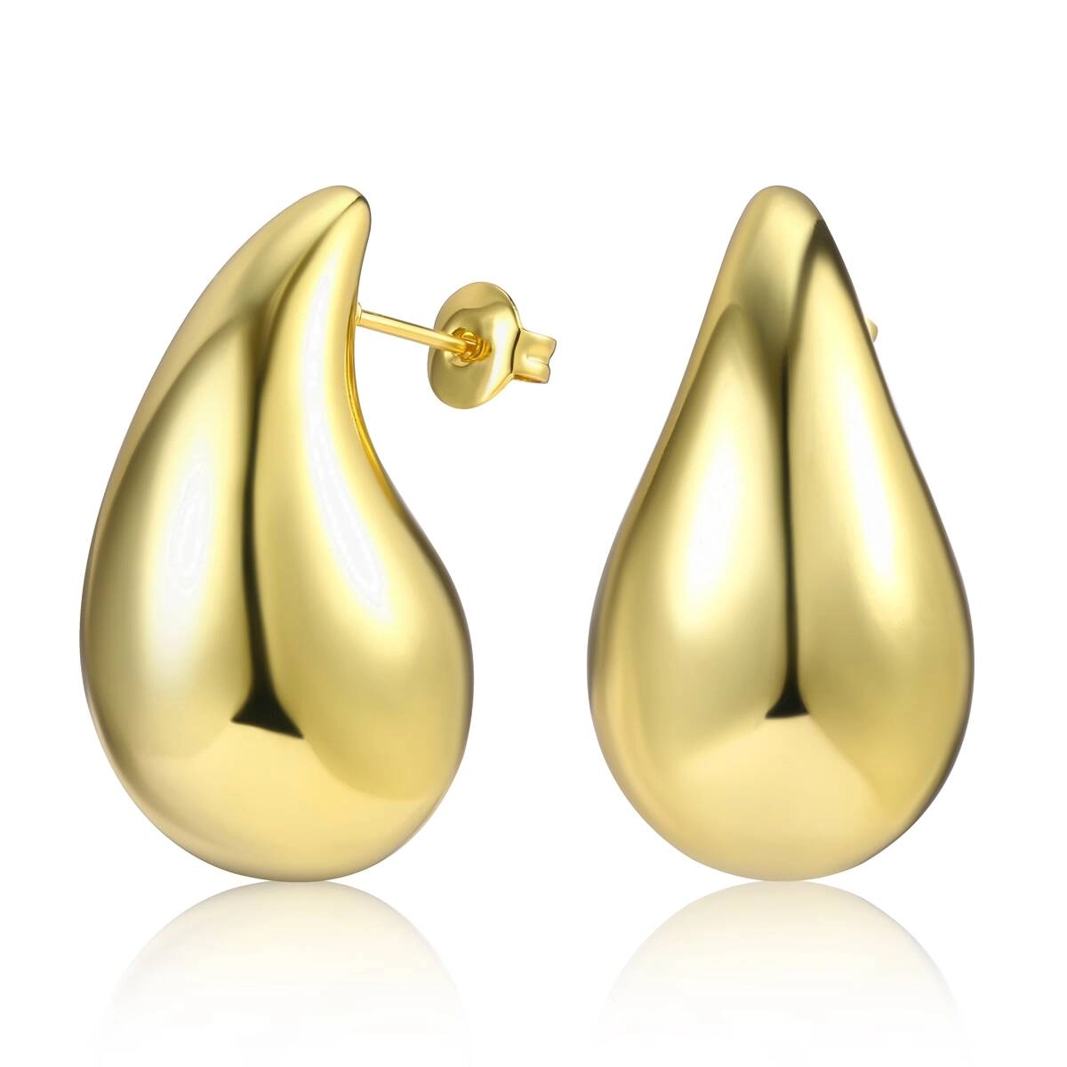 Chunky Gold Teardrop Hollow Out Stud Earrings 1 - Zhefan Jewelry