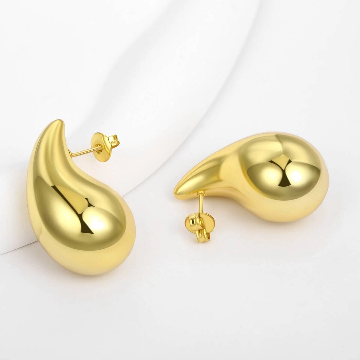 Chunky Gold Teardrop Hollow Out Stud Earrings 4 - Zhefan Jewelry