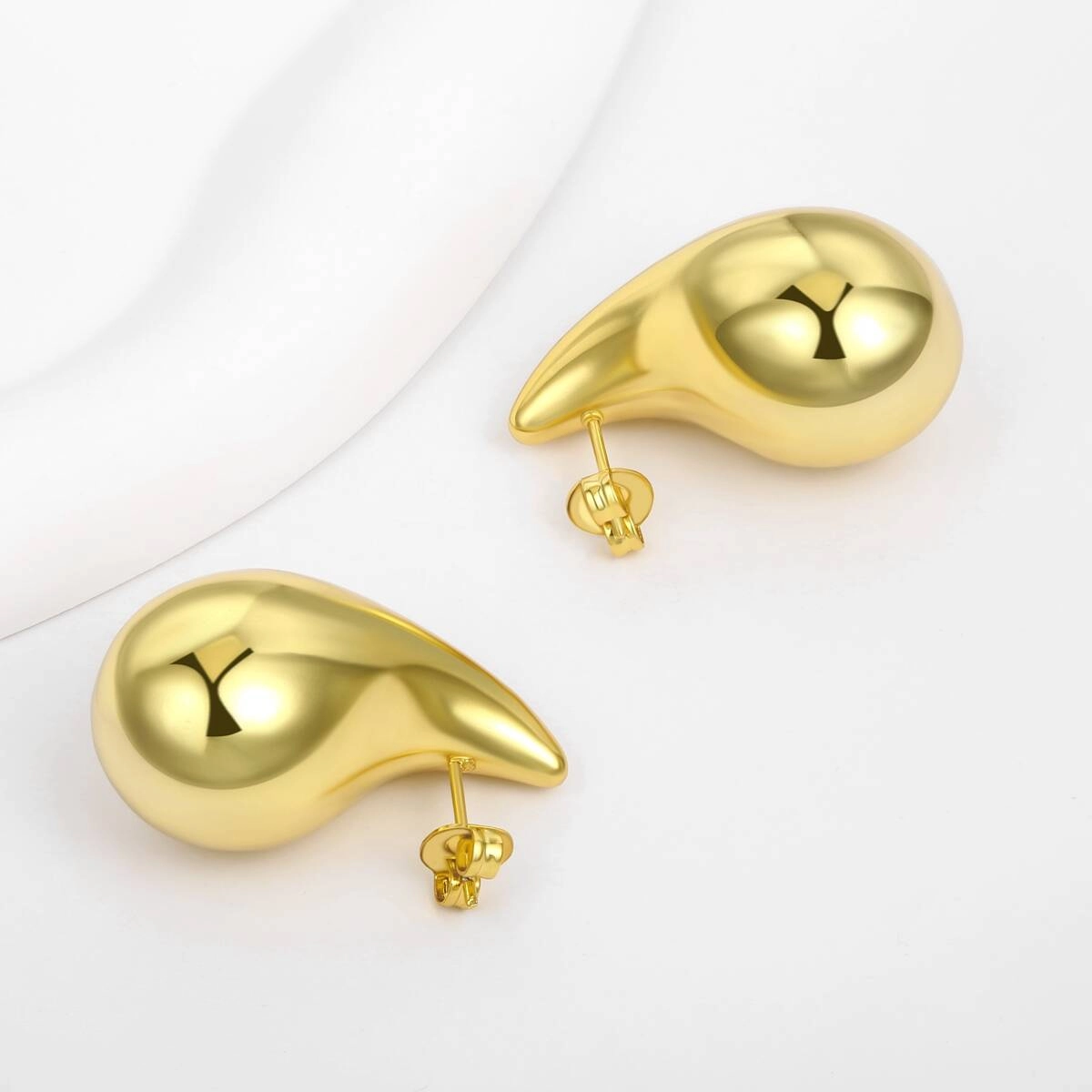 Chunky Gold Teardrop Hollow Out Stud Earrings 5 - Zhefan Jewelry