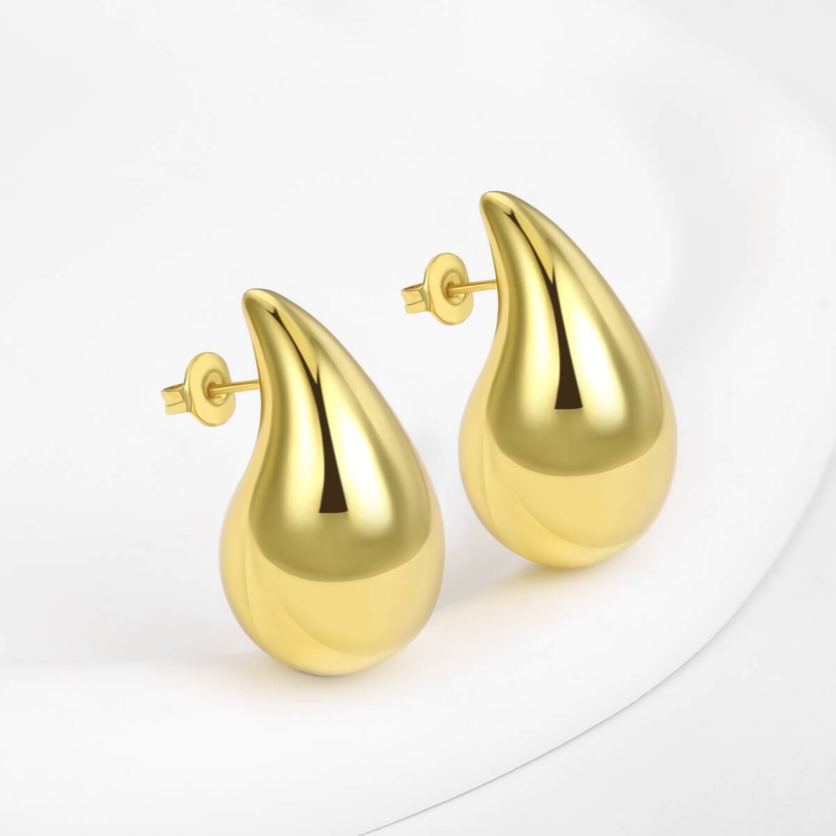 Chunky Gold Teardrop Hollow Out Stud Earrings 6