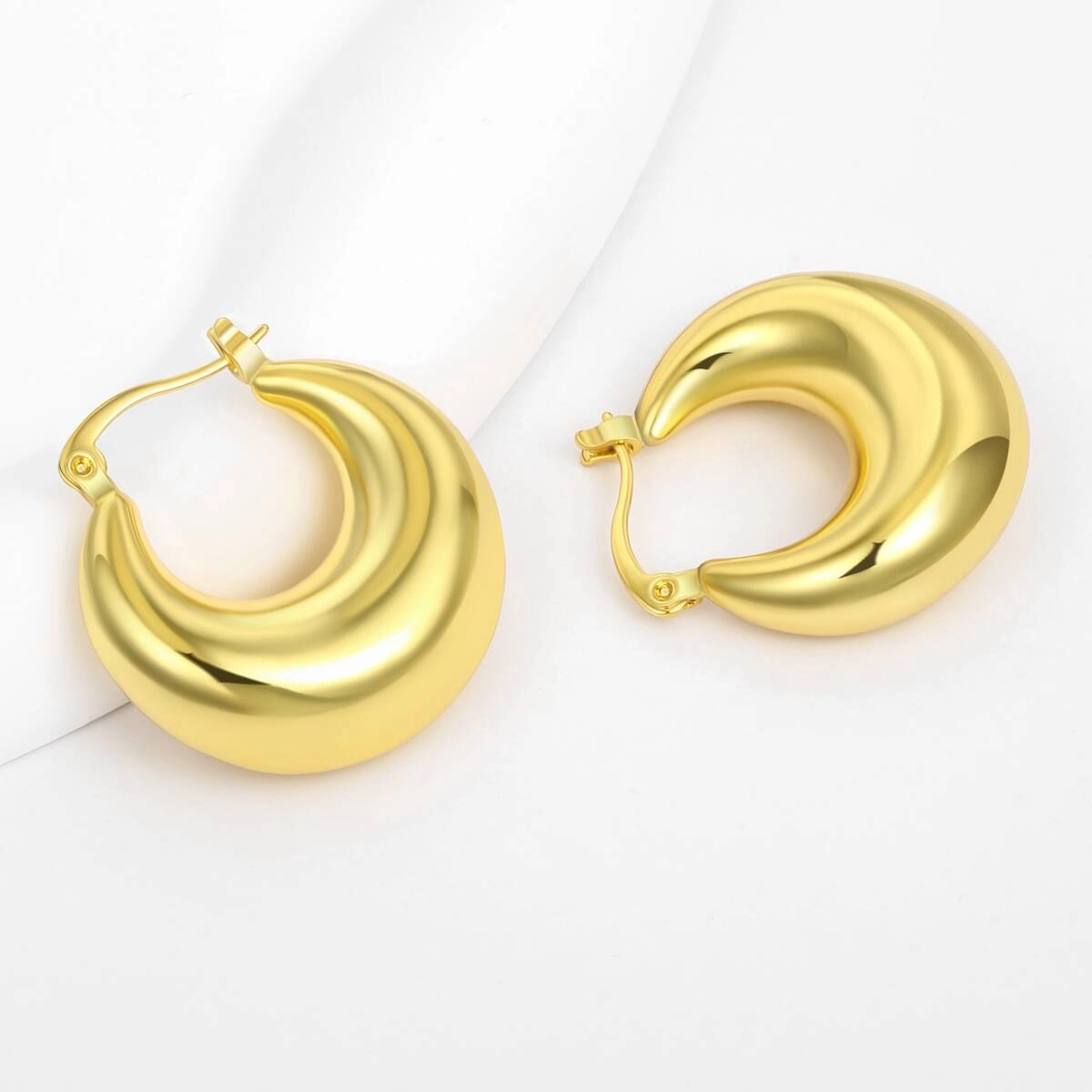 Chunky Hoop Earrings Gold Plated Jewelry 4 - Zhefan Jewelry