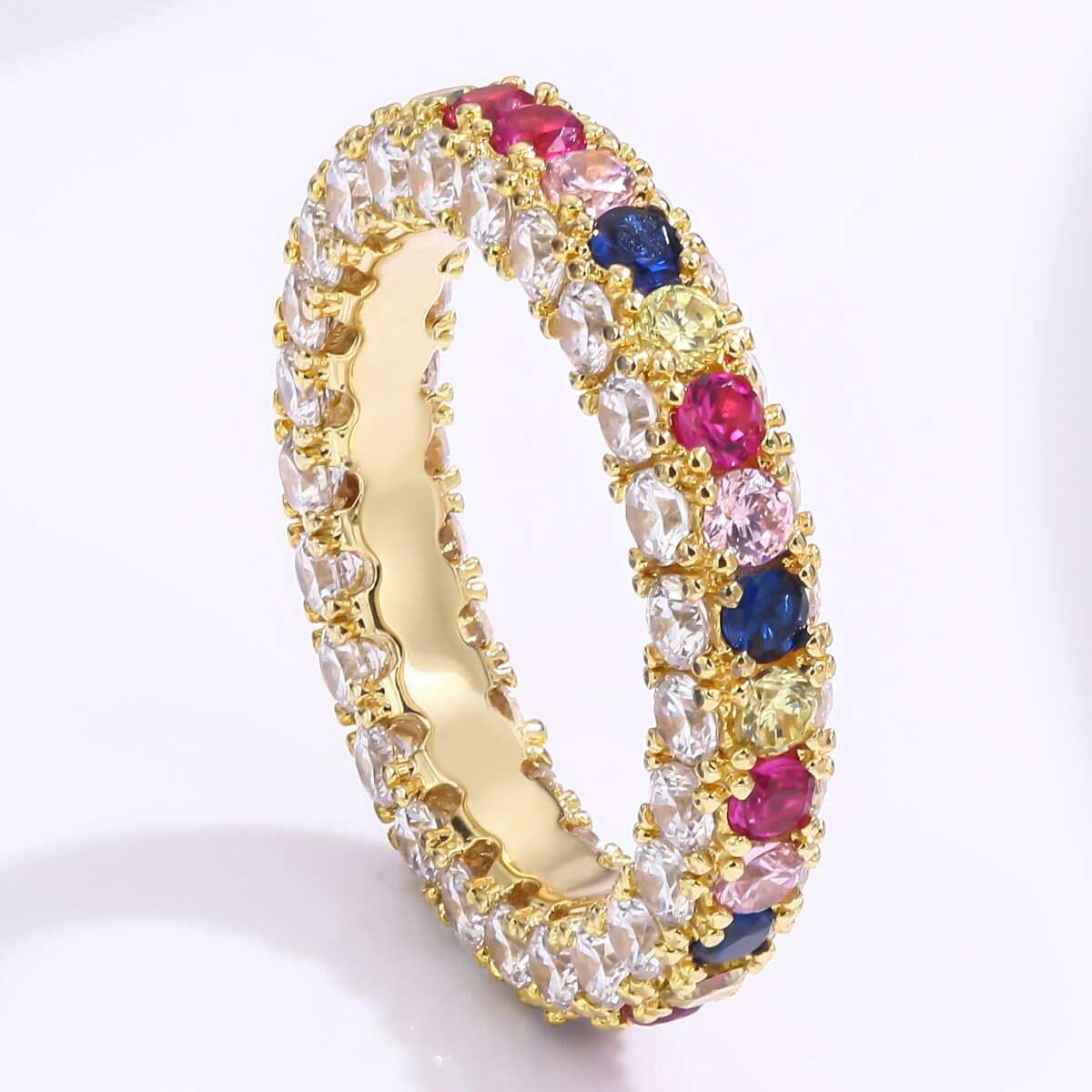 Colorful Zircon Eternity Engagement Rings - Silver Plated 3