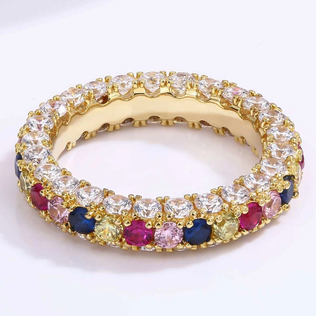 Colorful Zircon Eternity Engagement Rings - Silver Plated 4 - Zhefan Jewelry