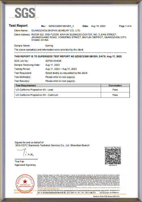 CP65-Lead & Cadmium Free SGS Test Report zhefanjewelry