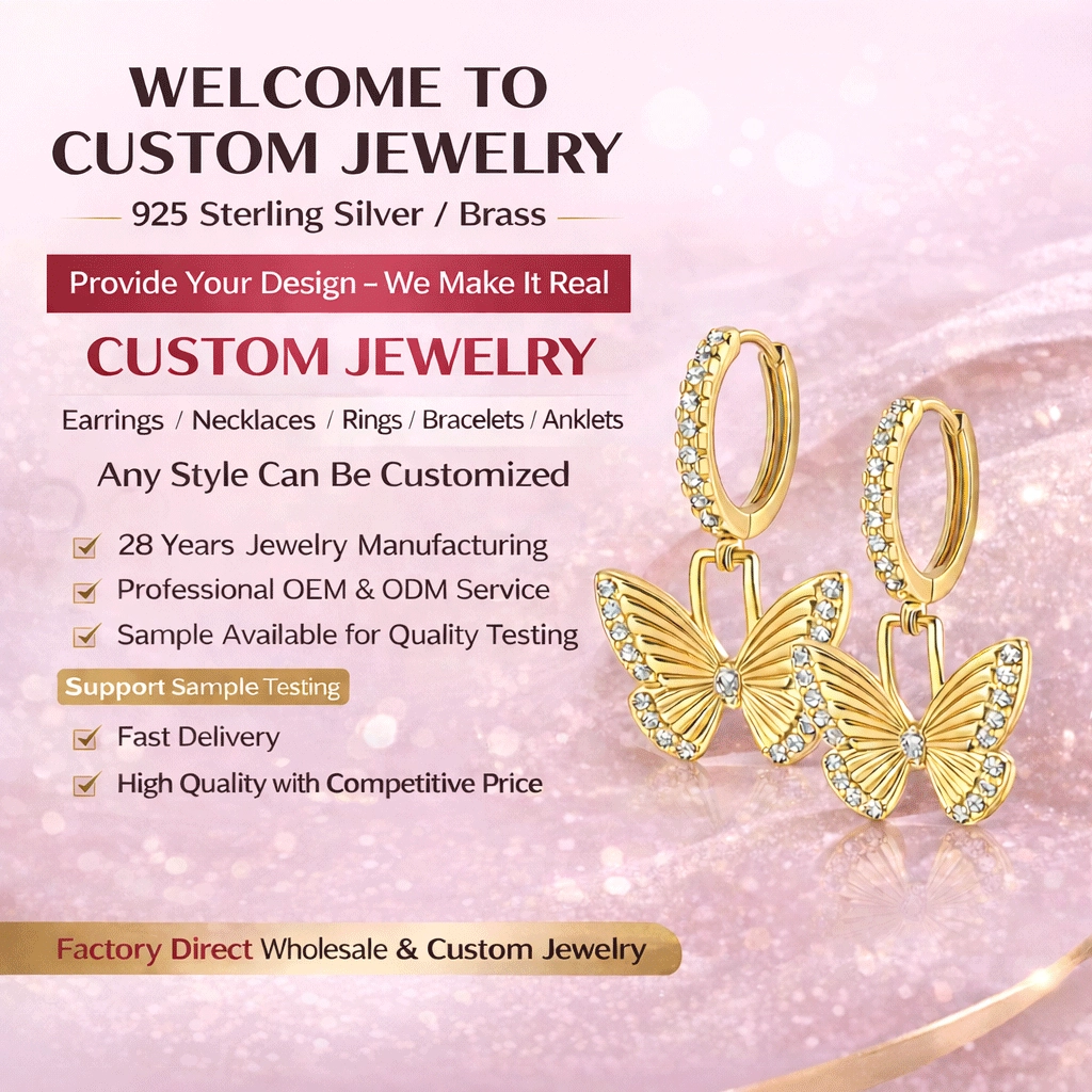 Custom-18K-Gold-Plated-Butterfly-Earrings-OEM-Manufacturer - Zhefan Jewelry