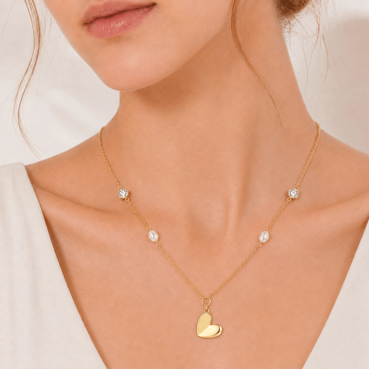Collana con cuore di perle e placcatura personalizzata - Zhefan Jewelry