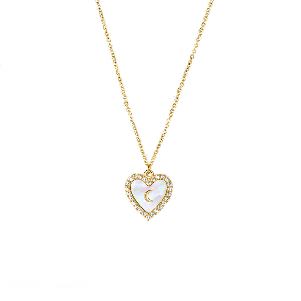 Collana personalizzata in madreperla placcata oro 18 carati con zirconi 1 - Gioielli Zhefan