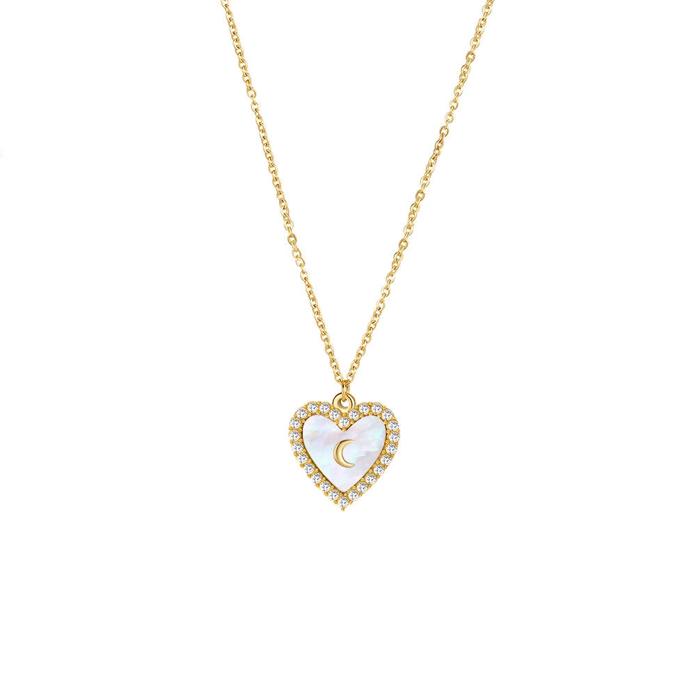 Customized 18K Gold-Plated Mother of Pearl Necklace with Zirconia 1 - Zhefan Jewelry