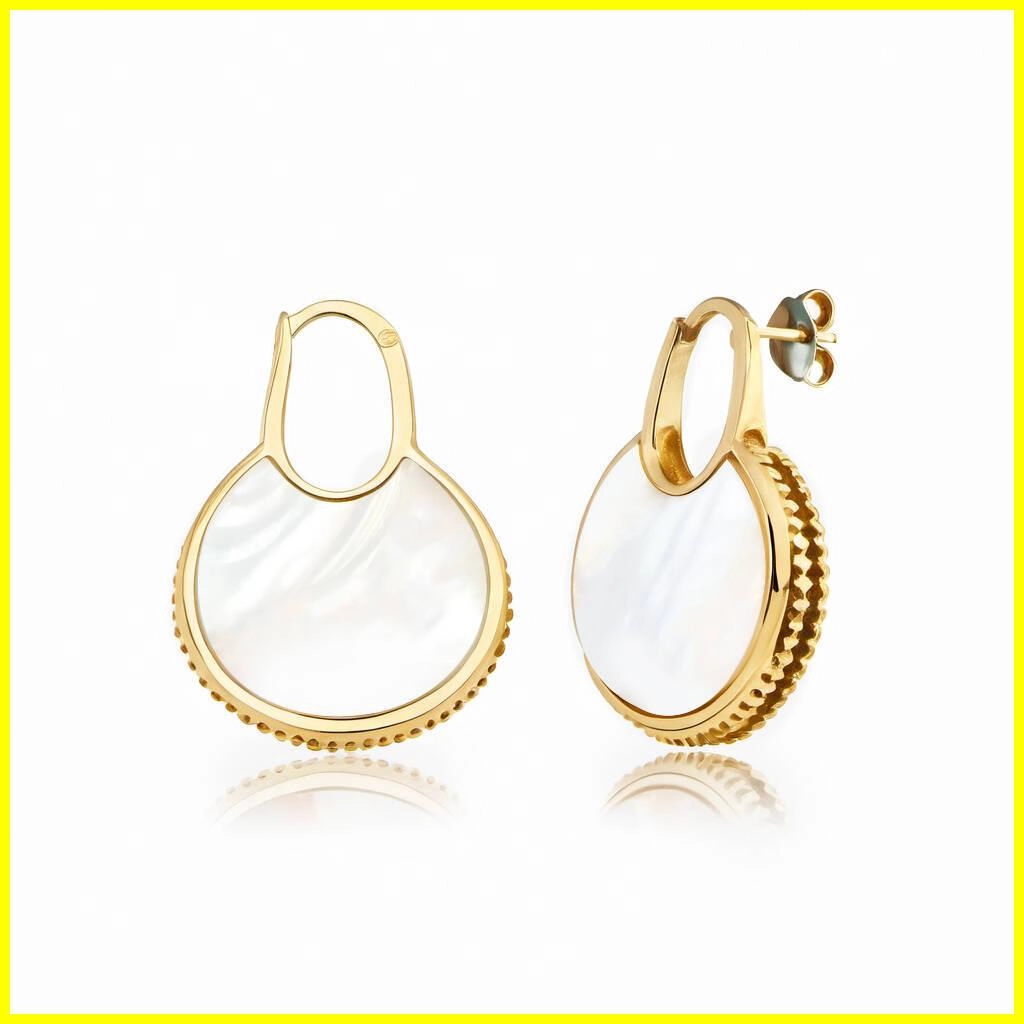 Customized Brass Mother of Pearl Huggie Earrings 1 - Zhefan Jewelry