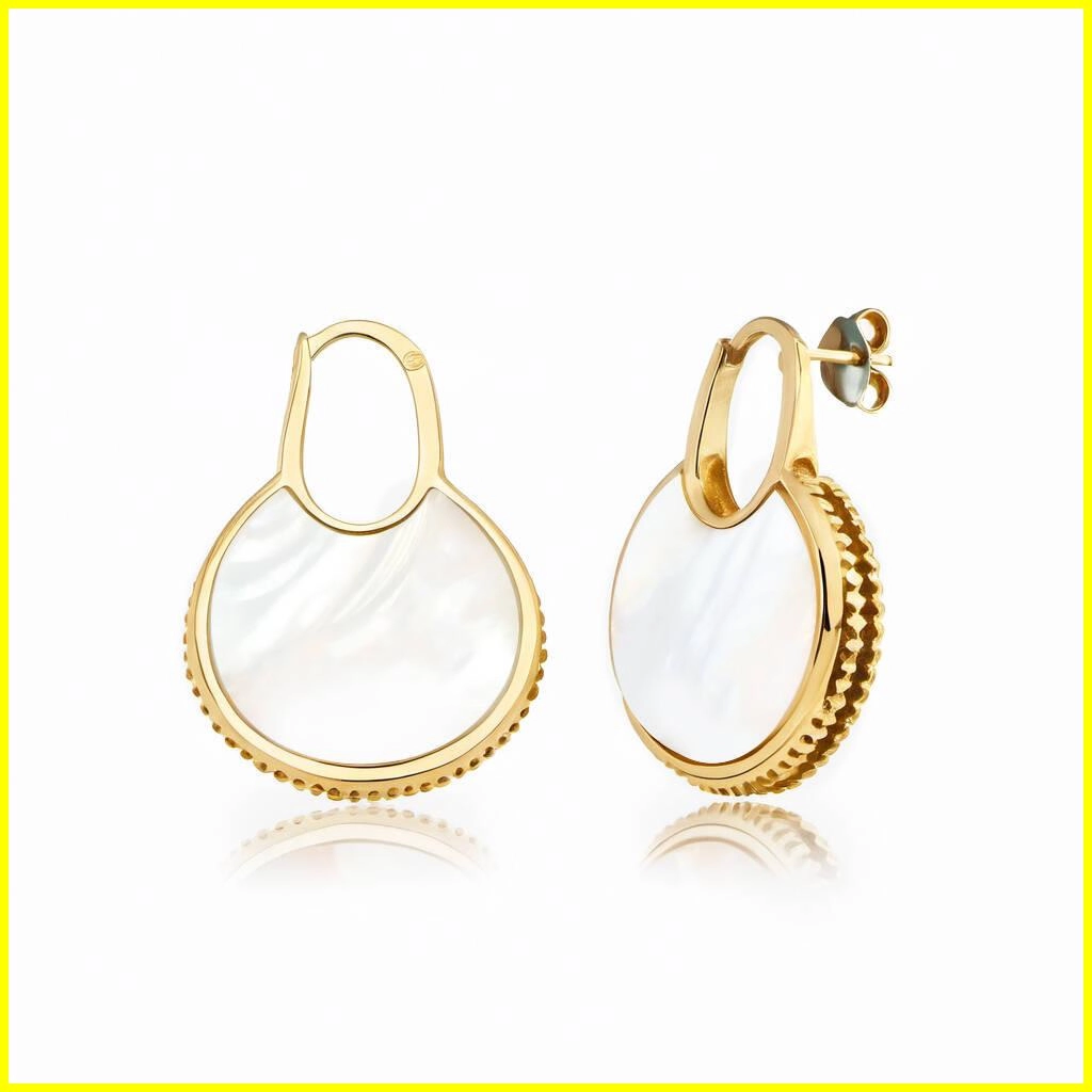 Customized Brass Mother of Pearl Huggie Earrings 1 - Zhefan Jewelry