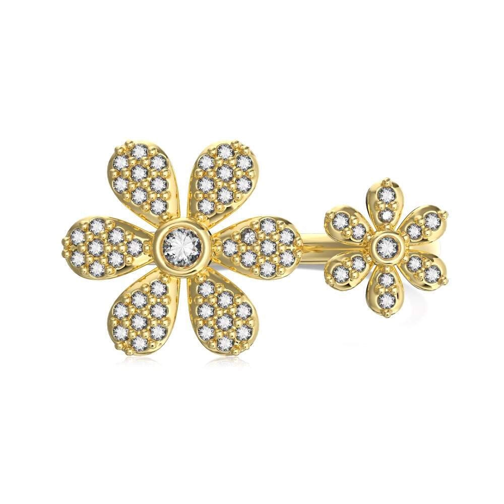 Daisy Flower Adjustable Ring - Elegant Floral Design in 925 Silver 6 - Zhefan Jewelry