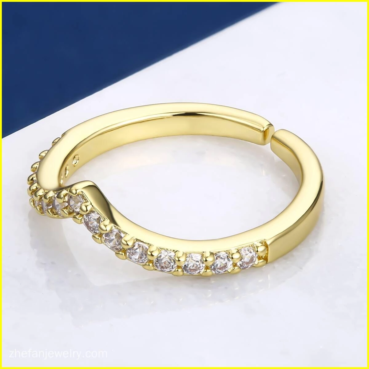 Danity Channel Setting Geometric Stackable Rings 2 - Zhefan Jewelry
