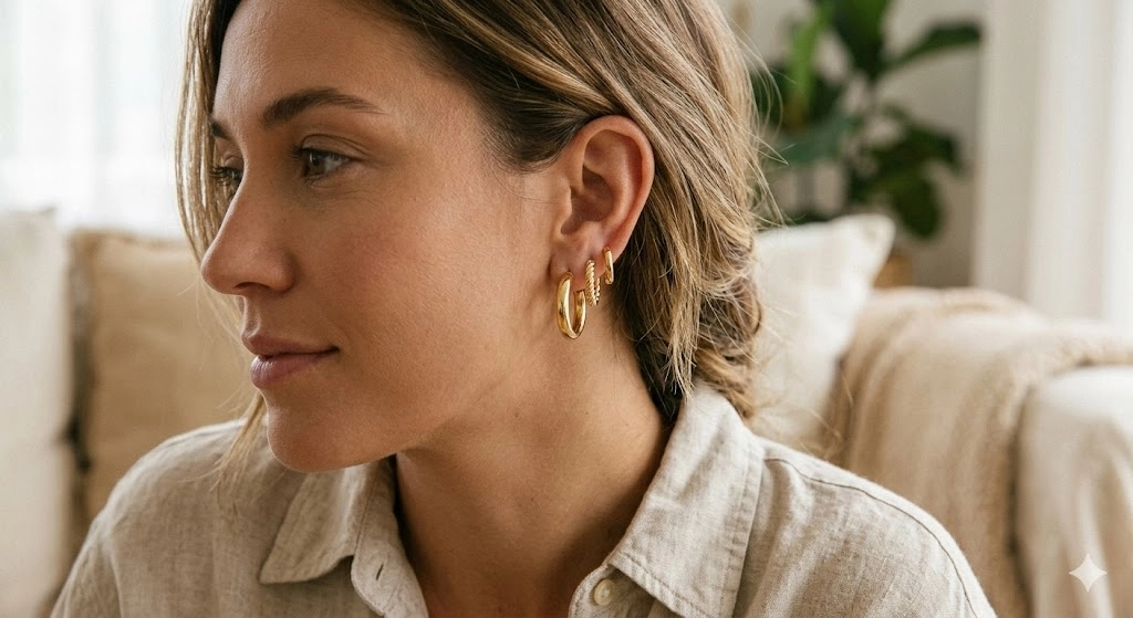 diverse misure di orecchini a cerchio in ottone placcato oro - Zhefan Jewelry