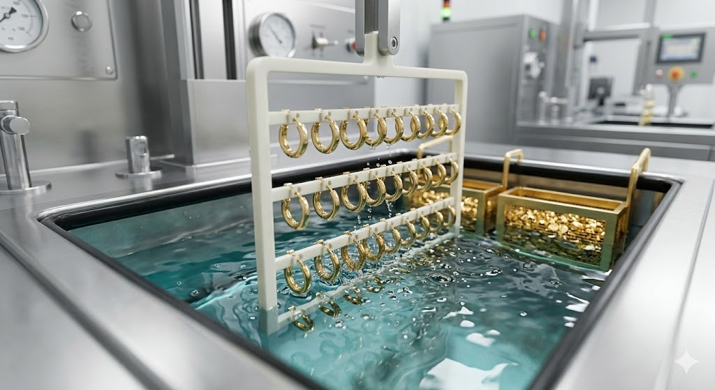 orecchini huggie in ottone appena lucidati