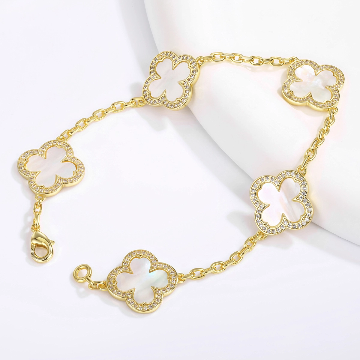 gold clover bracelet - Zhefan Jewelry