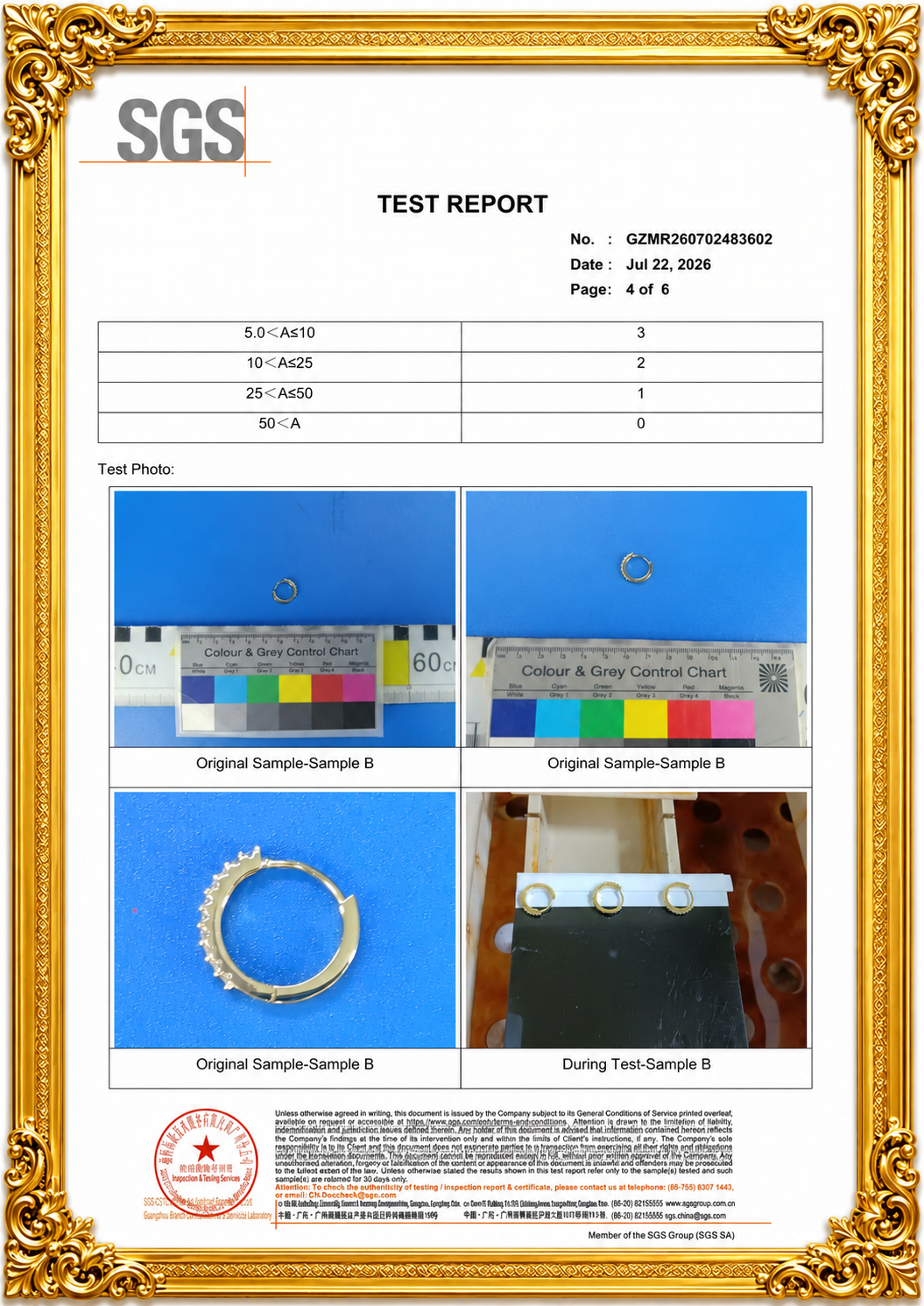 Gold-plated brass earrings before and during 100-hour salt spray testing