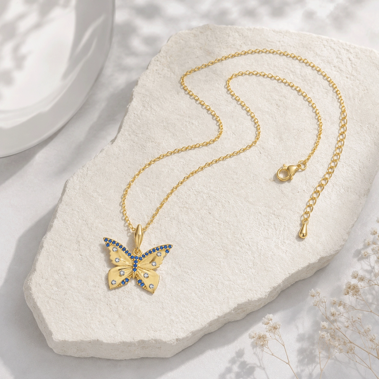 Collana con ciondolo a farfalla in vermeil d'oro - Esposizione all'ingrosso - Gioielli Zhefan
