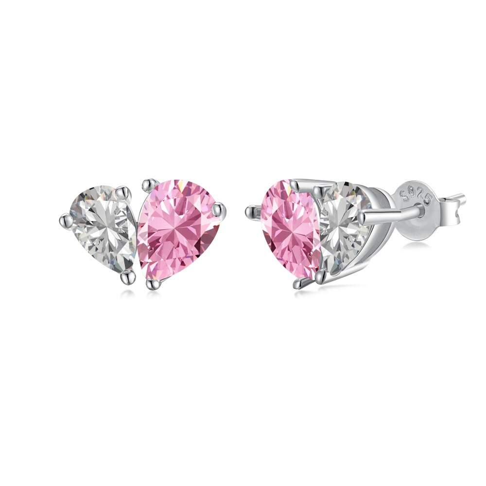 Heart Jewelry Sets with White Pink Zircon 7 Heart Jewelry Sets with White Pink Zircon 7