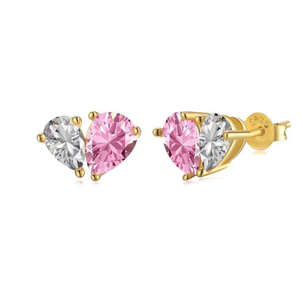 Heart Jewelry Sets with White Pink Zircon 8