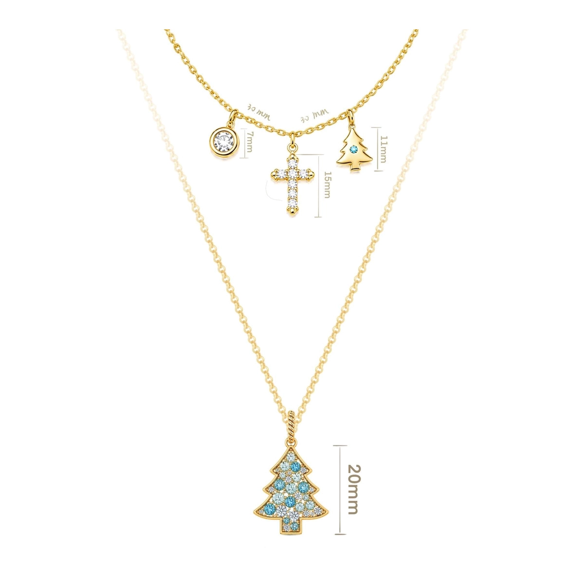 Collana in argento personalizzata con croce a forma di albero di Natale e ciondoli rotondi per collezioni di gioielli festivi - Zhefan Jewelry