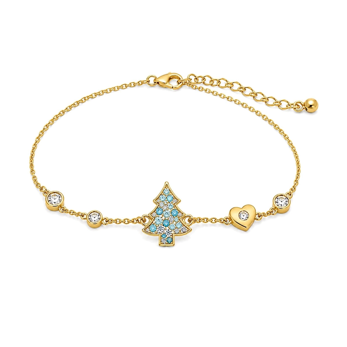 Fornitore di gioielli in vermeil d'oro - Zhefan Jewelry Fornitore di gioielli in vermeil d'oro: bracciale con albero di Natale, zirconi cubici e ciondolo a forma di cuore - Zhefan Jewelry