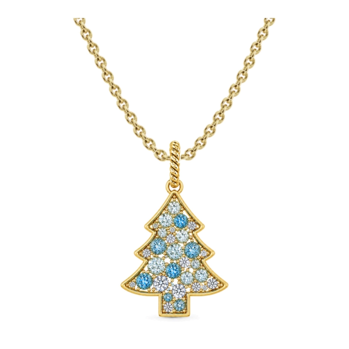 Fornitore di ciondoli in vermeil d'oro Collana con ciondolo a forma di albero di Natale con zirconi cubici e motivo festivo - Zhefan Jewelry