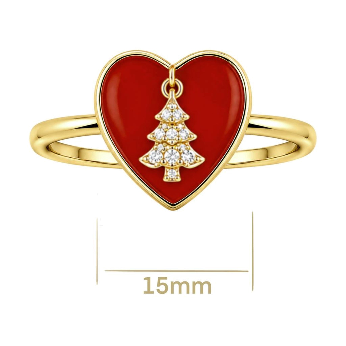 Anello di Natale - Gioielli Zhefan Anello natalizio con design a cuore e albero di Natale per collezioni di gioielli stagionali coordinate - Zhefan Jewelry