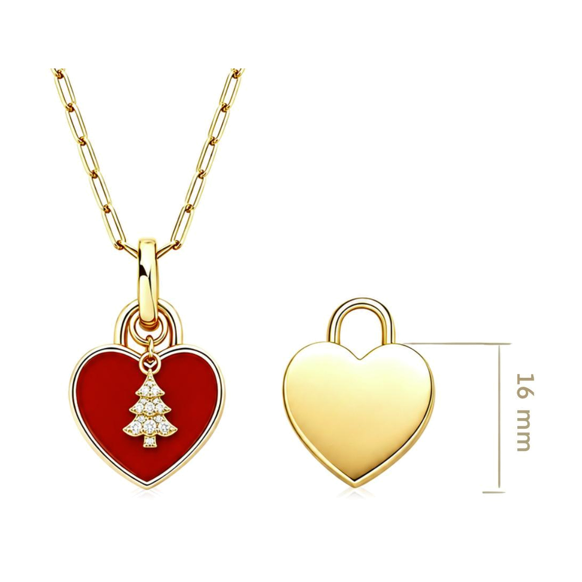 Red heart necklace for Christmas and holiday jewelry collections with coordinated heart designs