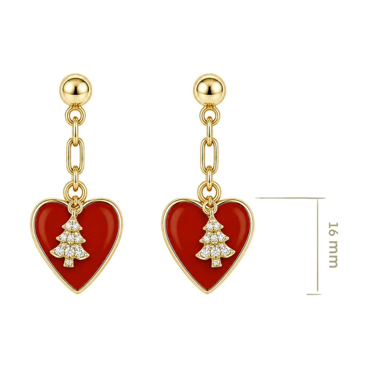 Orecchini natalizi a forma di cuore rosso OEM/ODM - Zhefan Jewelry
