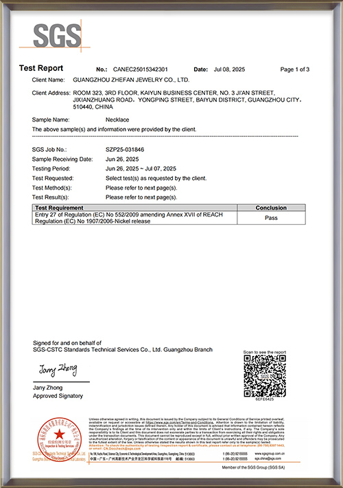 Lead& Nickel & Cadmium Free Test Report-zhefanjewelry