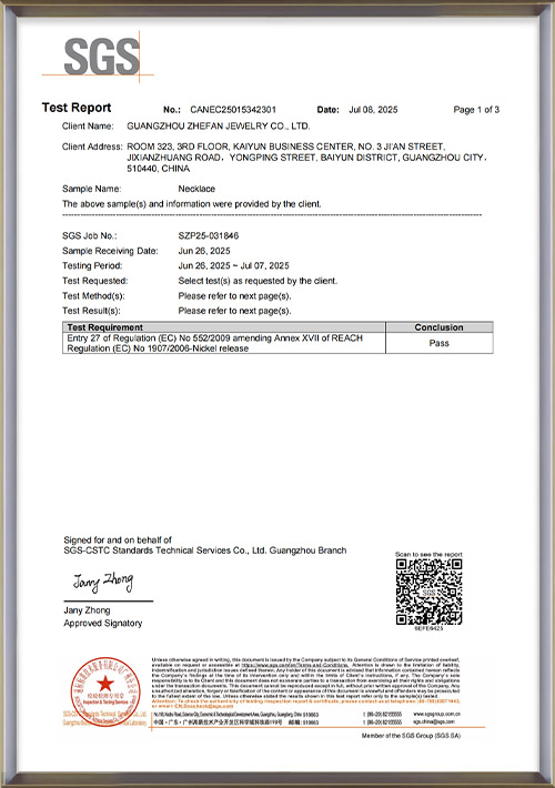 Lead&Nickel Free Report-SGS