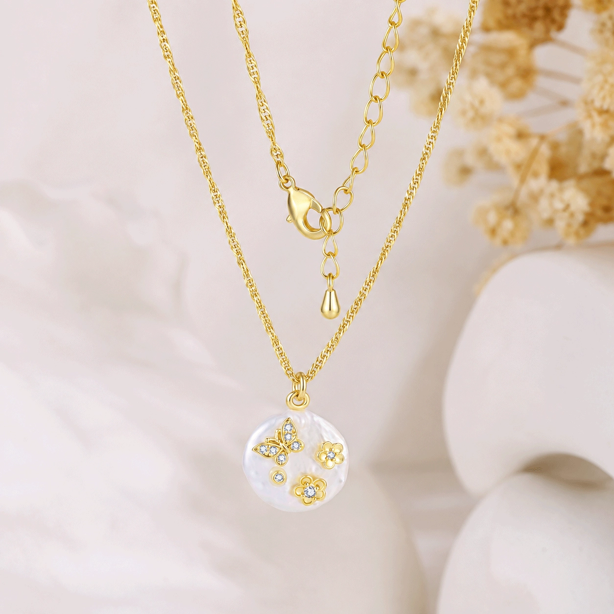 lobster-clasp-pearl-necklace-oem - Zhefan Jewelry Pearl necklace lobster clasp and extension chain detail for custom production - Zhefan Jewelry