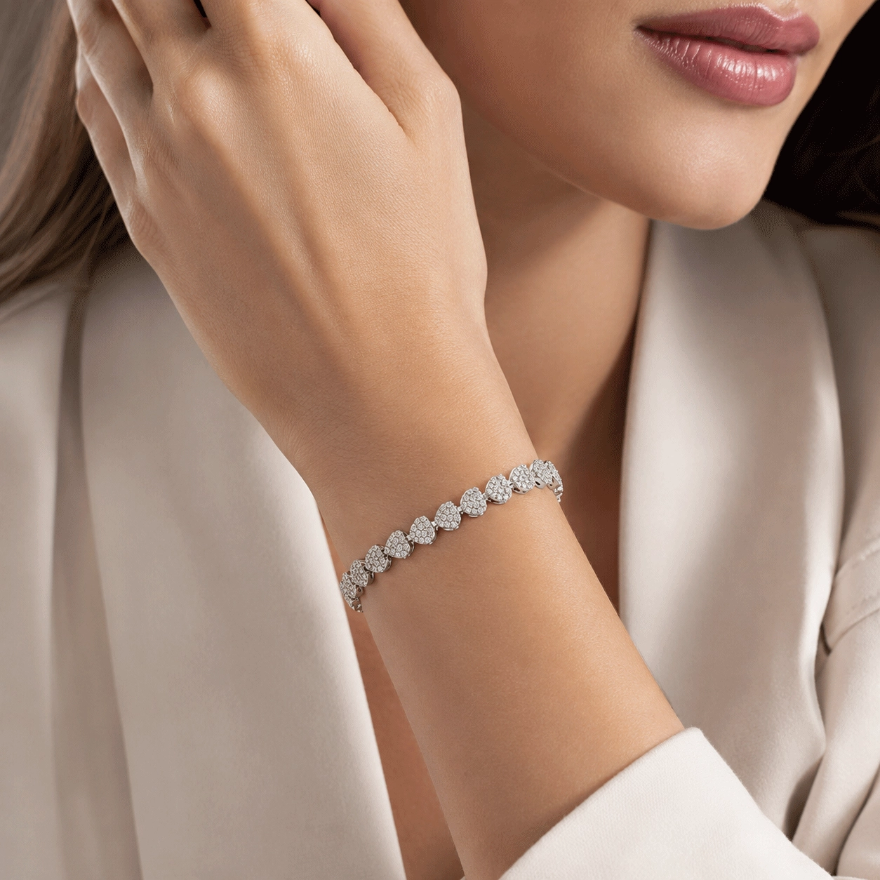 moissanite-heart-tennis-bracelet - Zhefan Jewelry
