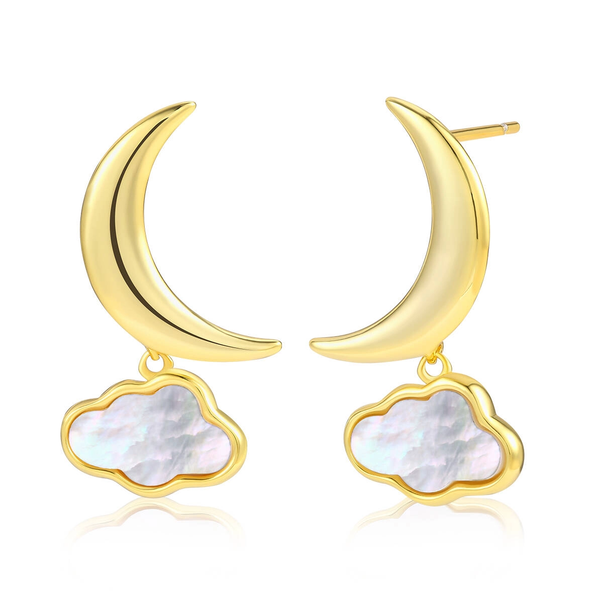 Mother of Pearl Stud Earrings - 18K Gold Plated 1 - Zhefan Jewelry