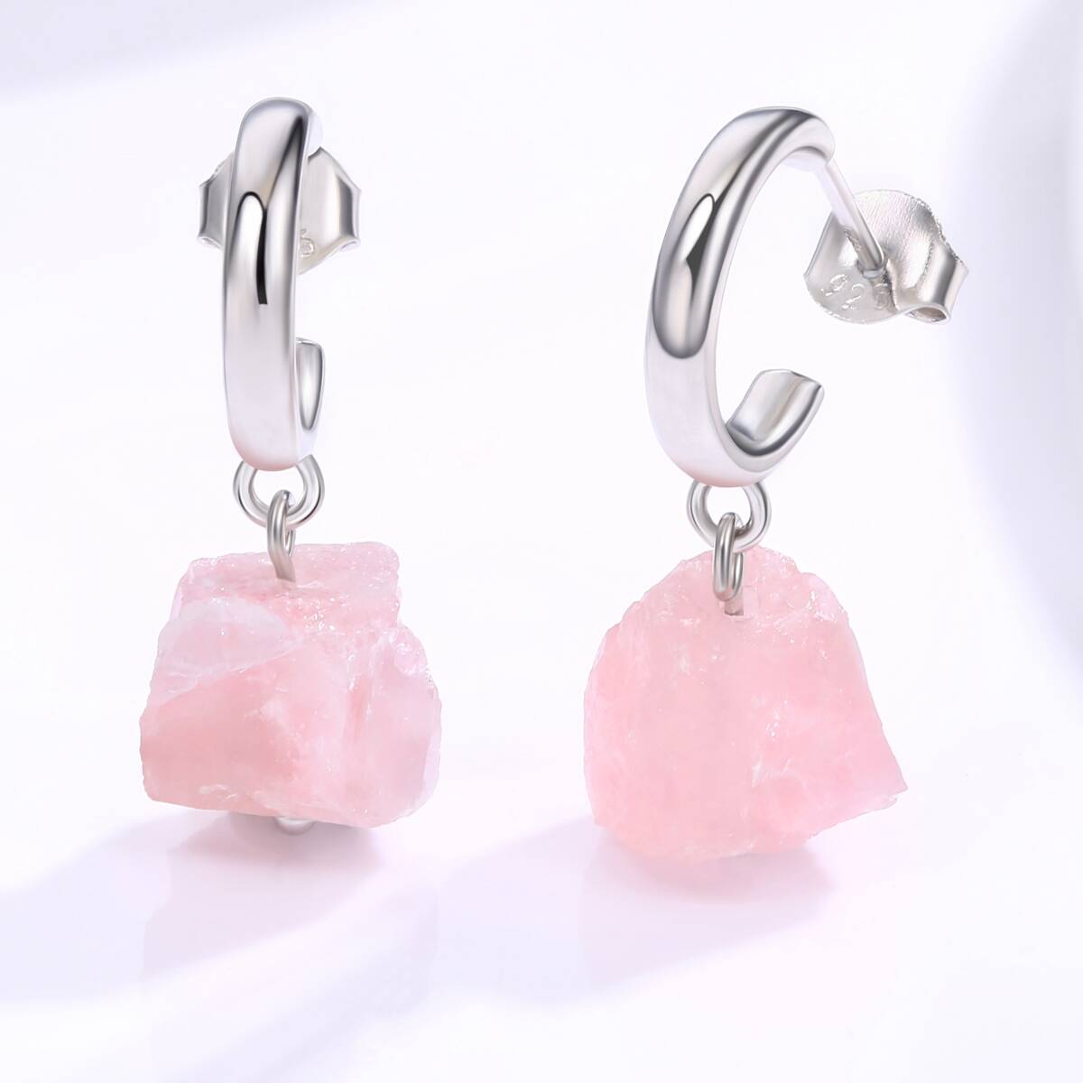 Natural Rose Quartz Stone Earrings | Handcrafted Gemstone Jewelry 2