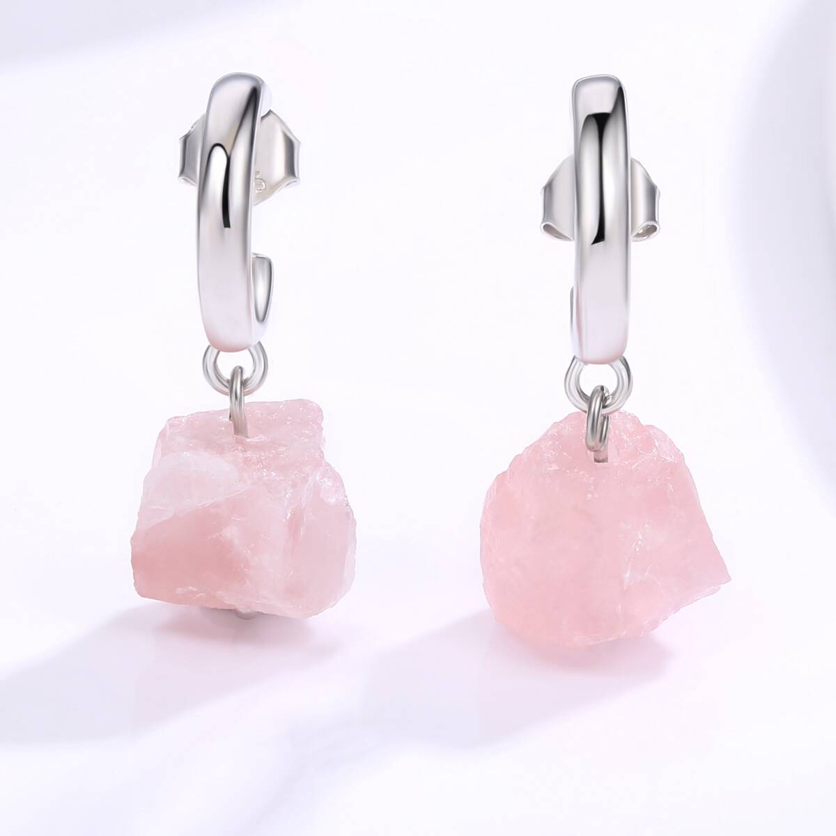 Natural Rose Quartz Stone Earrings | Handcrafted Gemstone Jewelry 4