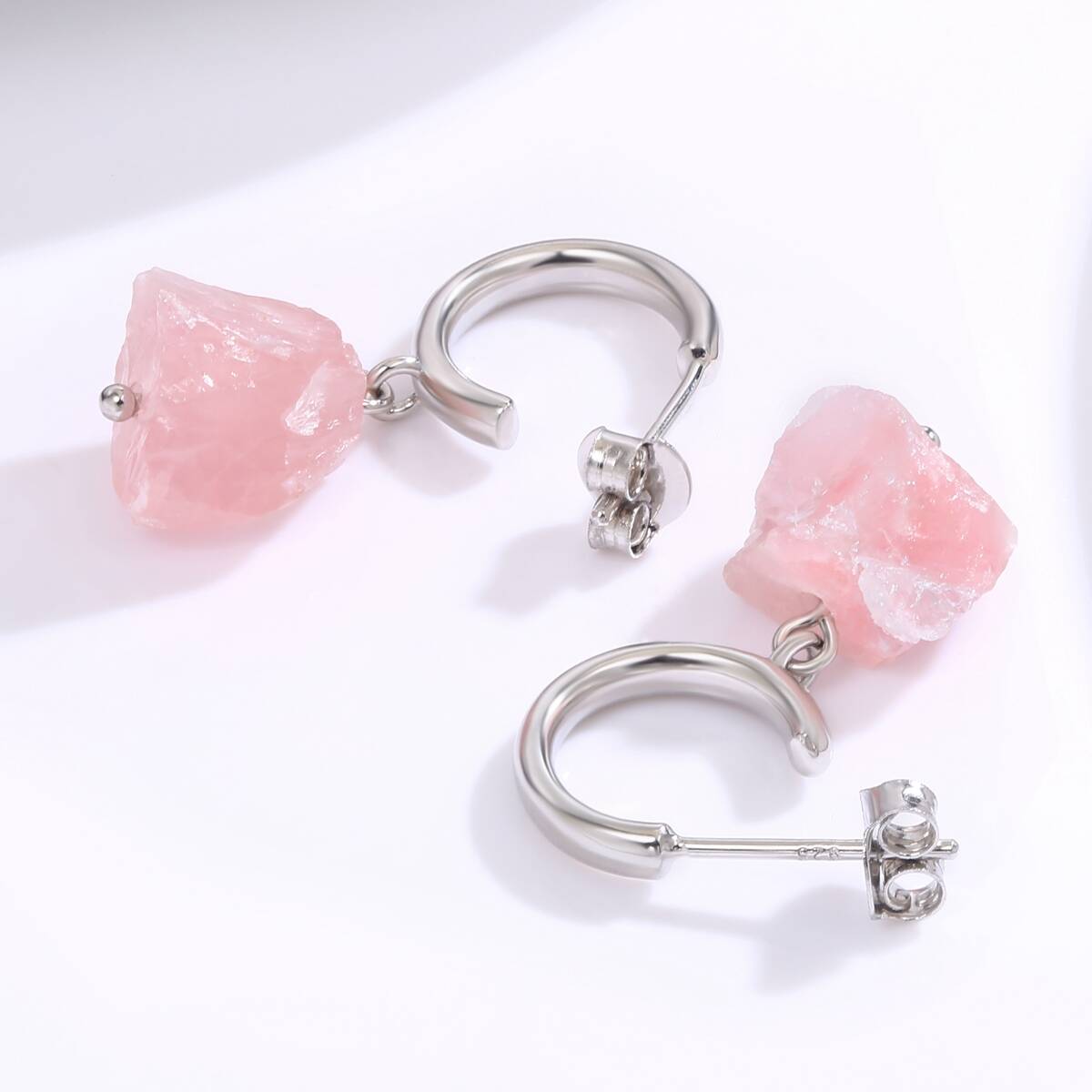 Natural Rose Quartz Stone Earrings | Handcrafted Gemstone Jewelry 5