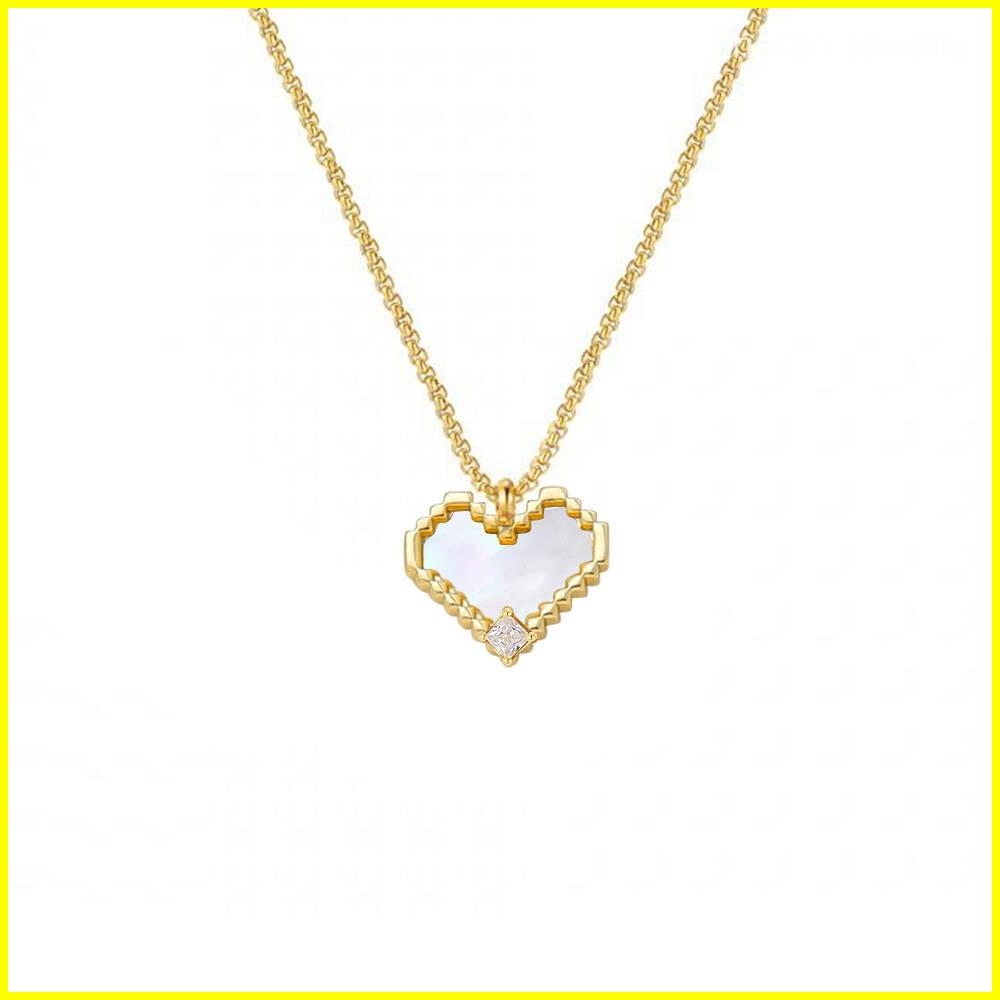 Collana con cuore in madreperla di nuovo design con zircone 1 - Gioielli Zhefan