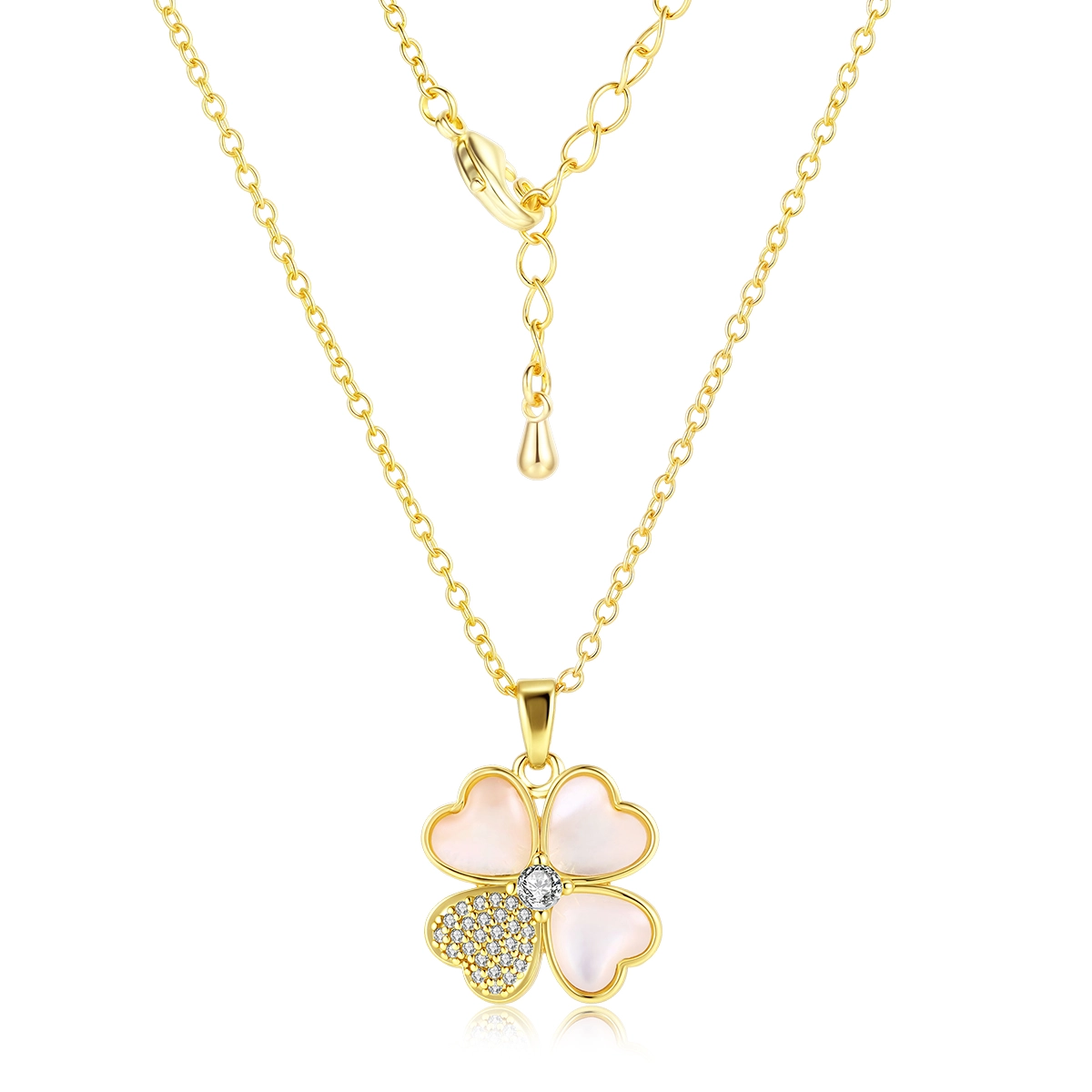 OEM Gold Vermeil Mother of Pearl Four Leaf Clover Necklace Manufacturer - Zhefan Jewelry