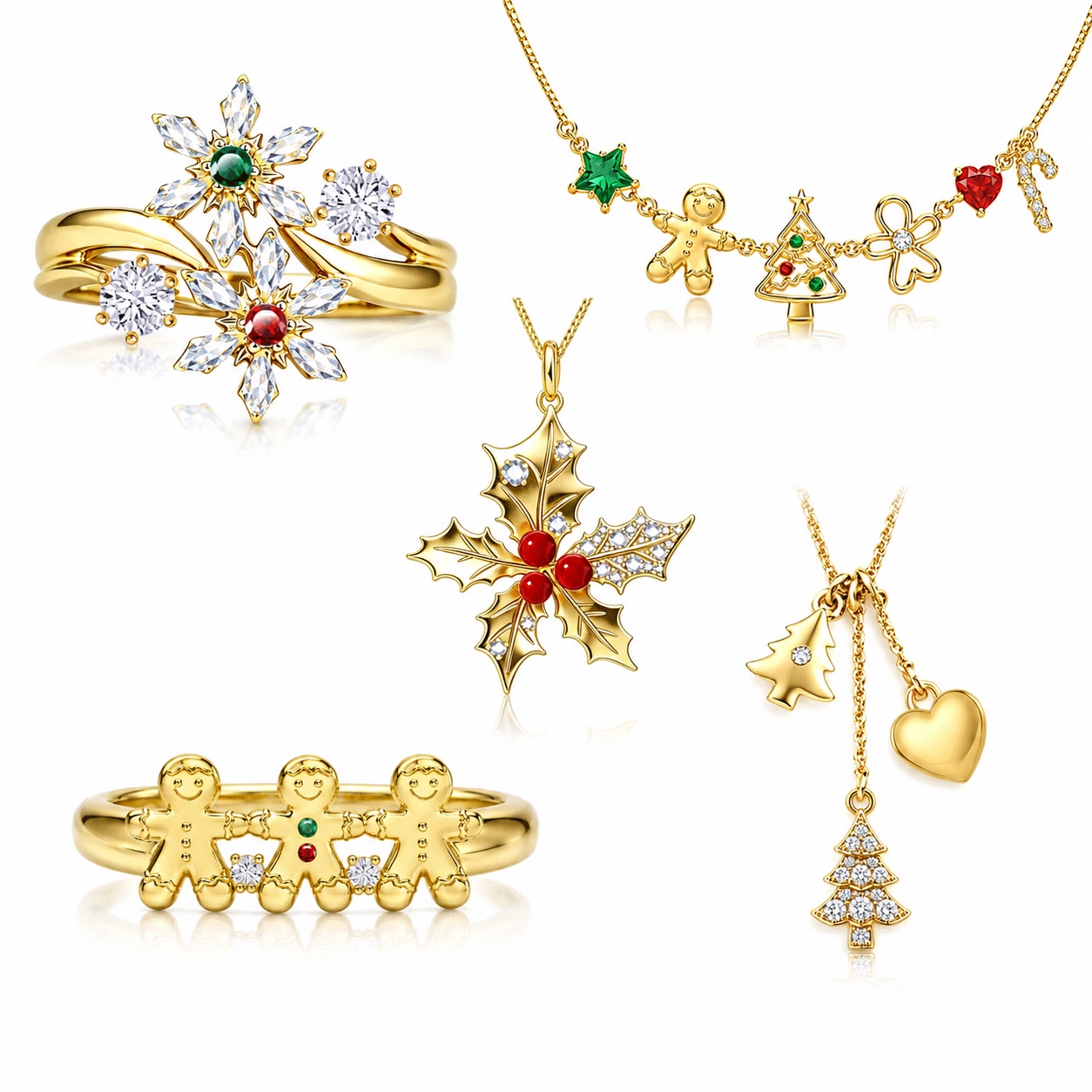 Christmas jewelry manufacturer collection with festive charm necklaces and Christmas rings - Zhefan Jewelry