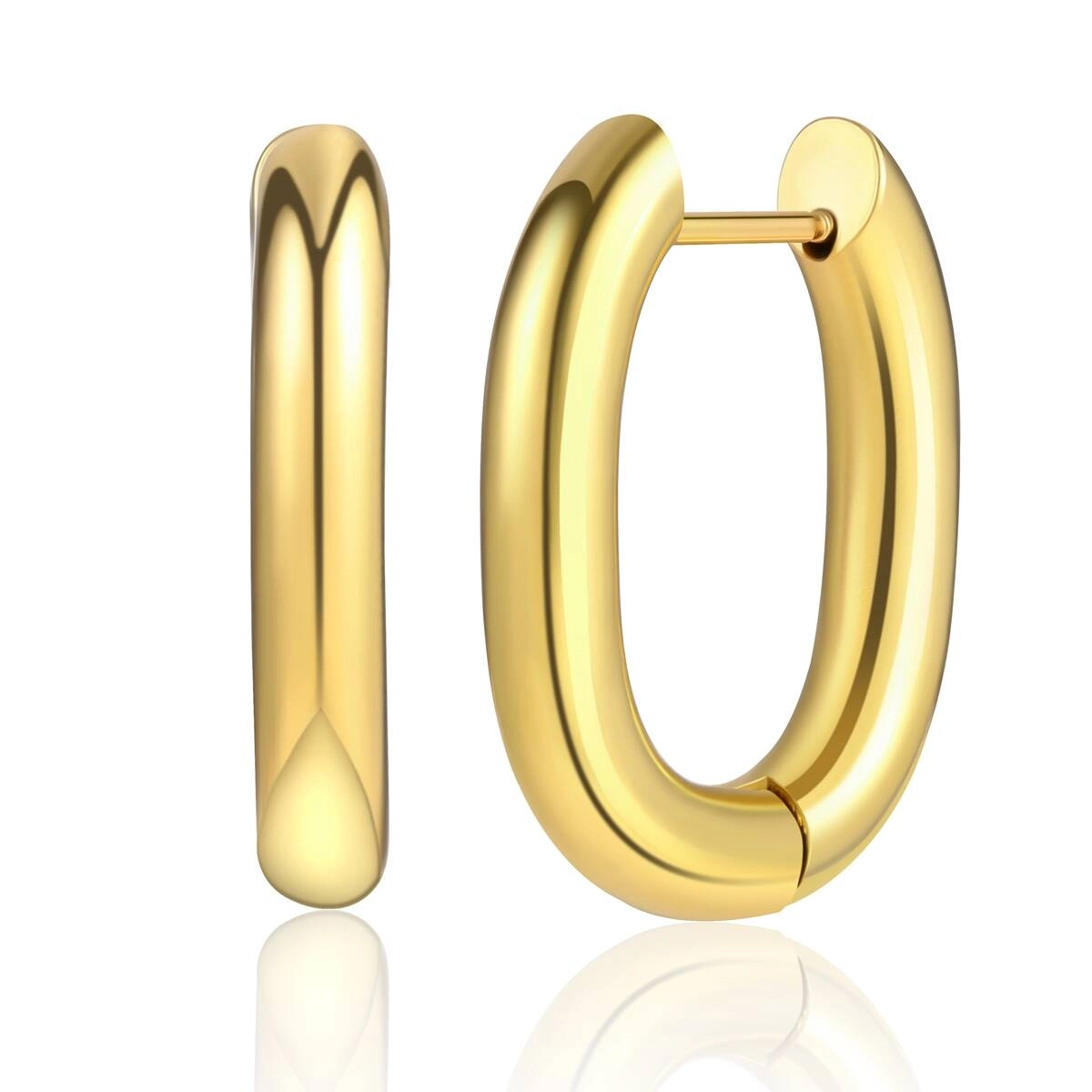 Oval Shape Hugggie Earrings-18K Gold 1 - Zhefan Jewelry